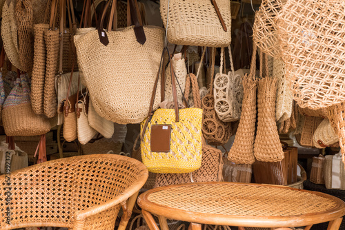 Wicker shop located on Chang Moi road Thailand,local art and craft at Chiangmai Thailand. photo