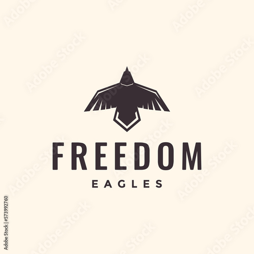 freedom flying launch bird eagle carnivore modern simple polygon logo design vector icon