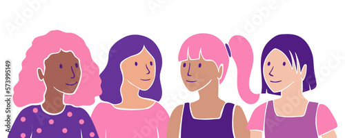 Group of women supporting each other. Vector illustration. International Womens Day.
