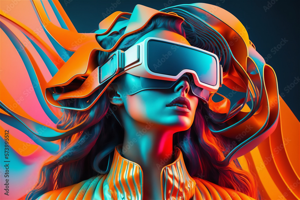 Beautiful girl wearing VR glasses, ai generated, Generative AI Beautiful girl wearing VR glasses, ai generated, Generative AI