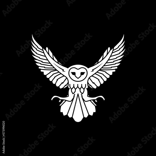 animal nocturnal flying barn owl hunting pounce dark night modern logo design vector