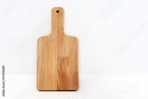 Wooden cutting board with isolated white background