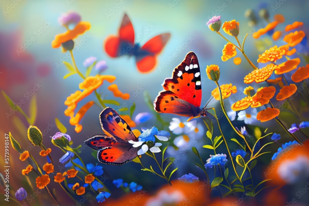 Colorful Summer Spring Flower background. Created with Generative AI Technology