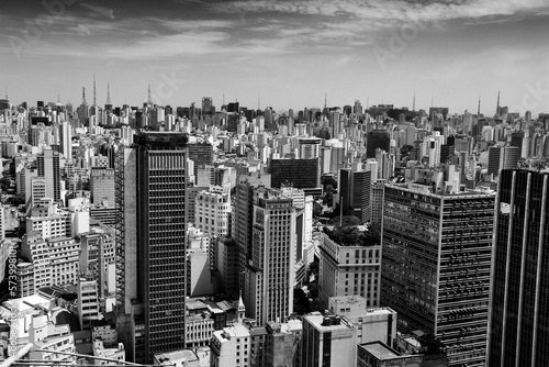Sao Paulo city  Brazil. Black and white photo vintage style.