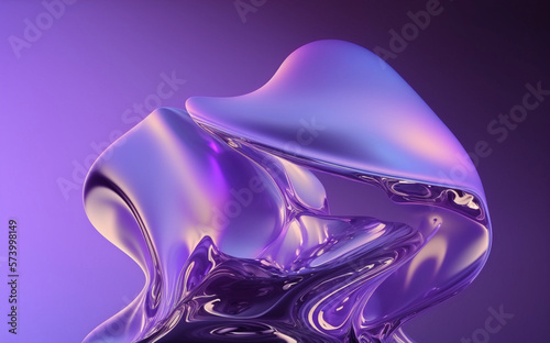 Chrome Holographic purple green matte abstract fluid iridescent reflective neon curved wave cloth in motion background 3d render. Gradient design element for banner, wallpaper, poster, cover © danielle