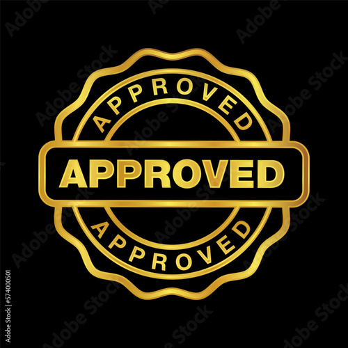 approved badge vector logo template, gold approved