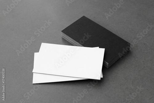 Business cards blank. Mockup on black background. Copy space for text. © yu_tsai