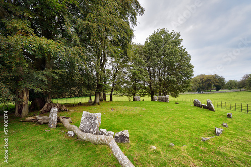 Glebe North Stone Circle. One of the prehistoric megalithic circles outside town of Cong, Co. Mayo, Ireland. Related to legend of Battle of Moytura