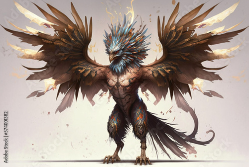 Mythical phoenix bird illustration 