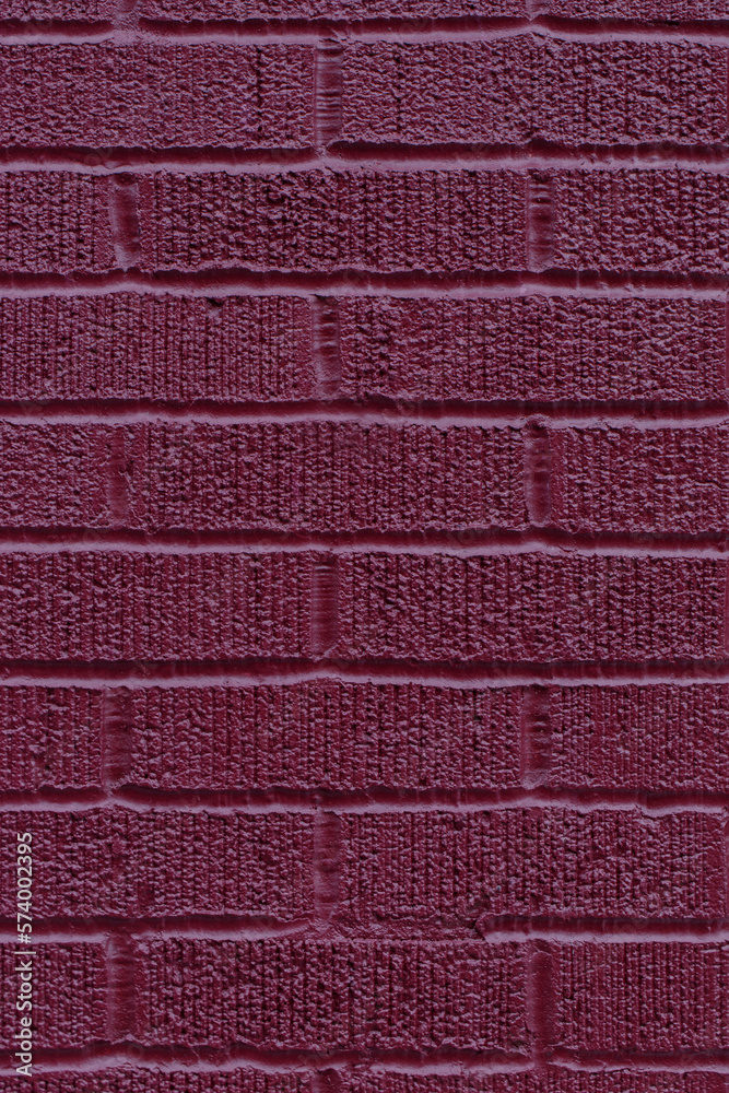 Fototapeta premium Close up of painted burgundy brick wall texture background