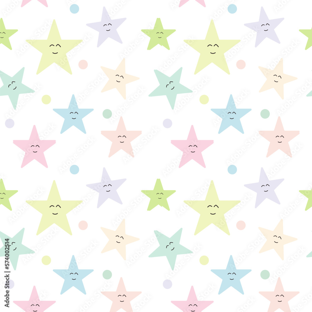 Seamless pattern of cute stars on white background. Seamless pattern of cute stars on white background.