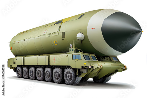 Intercontinental ballistic Missile launch, war, ICBM missile, transparent background. Generative AI technology photo