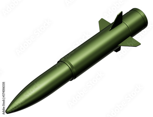 Green metallic missile isometric view
