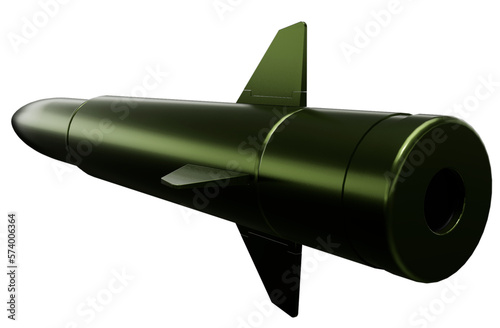 Fotografia Green metal missile 3d rendering background