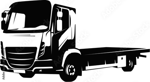 Car with a cargo platform body. Car silhouette for cargo and tow truck