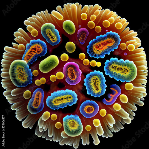 Multi shape of Bacteria and virus infection of microscopic background. dangerous disease sick illness. 3D Vector illustration medical health risk concept and disease cells. 