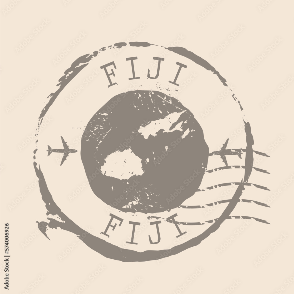 Stamp Postal of Fiji. Map Silhouette rubber Seal.  Design Retro Travel. Seal  Map Fiji  grunge  for your design.  EPS10