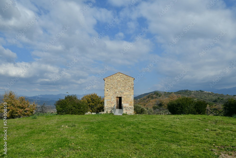 An old house in the landscape of the archaeological park of Velia in Salerno province, Campania state.