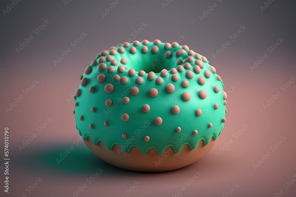 a green donut with holes on it sitting on a table. generative ai a green donut with holes on it sitting on a table. generative ai