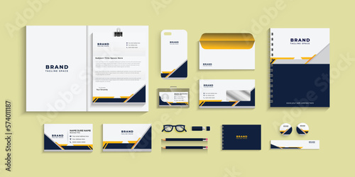 corporate identity template with digital elements. Vector company style for brand book and guideline. Minimal stationery design