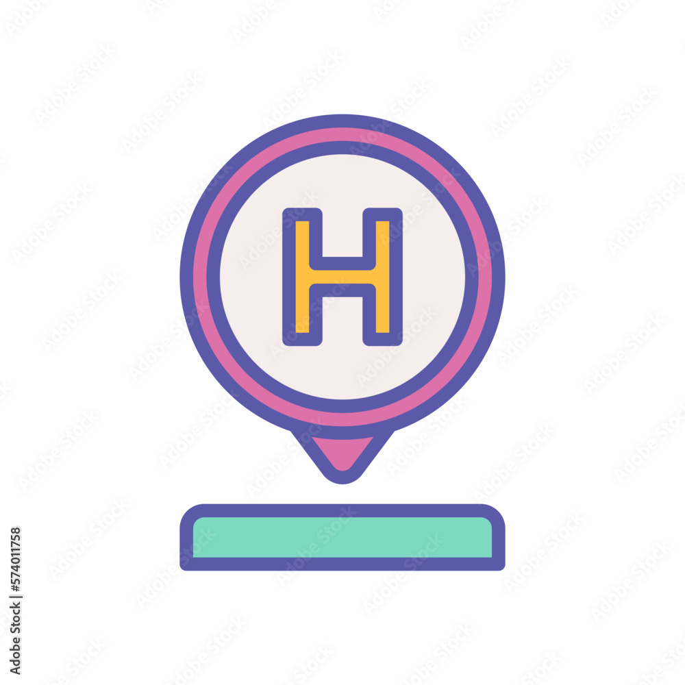Fototapeta premium hotel location icon with filled color style