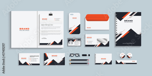 corporate identity template with digital elements. Vector company style for brand book and guideline. Minimal stationery design