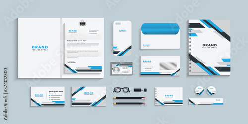 corporate identity template with digital elements. Vector company style for brand book and guideline. Minimal stationery design