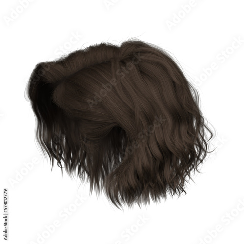 3d render illustration beauty short hair isolated brown brunette