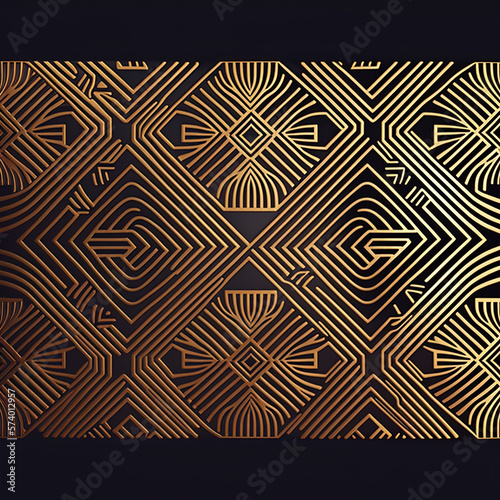 Wallpaper Mural Vector abstract geometric golden background. Art deco wedding, party pattern, geometric ornament, linear style with leaves. Horizontal orientation luxury Torontodigital.ca
