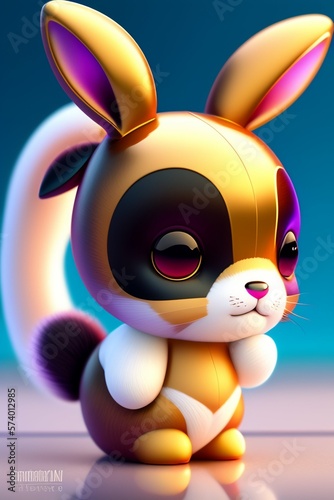 Cute and adorable cartoon rabbit in swimsuit an anime nendoroid , sci-fi, ears, dreamlike, surrealism, super cute, trending on artstation, furry, fur, mustache, whiskers, in love eyes photo