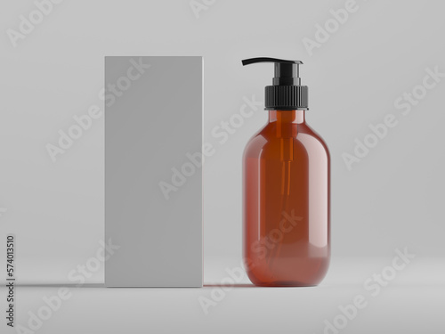 3D rendering of dispenser with box with blank labels. Packaging mockup.