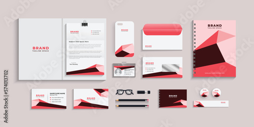 corporate identity template with digital elements. Vector company style for brand book and guideline. Minimal stationery design