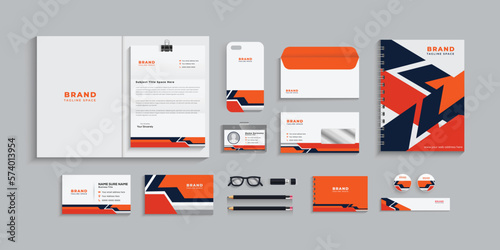 corporate identity template with digital elements. Vector company style for brand book and guideline. Minimal stationery design