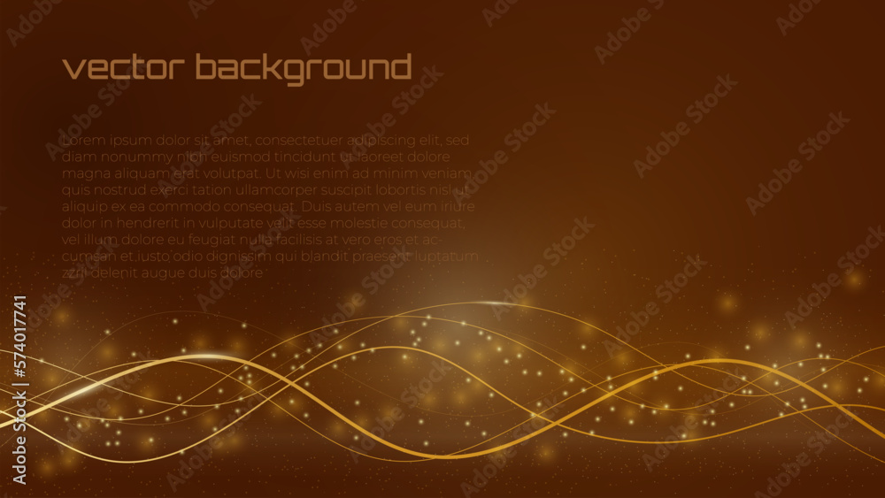 golden wavy lines, bokeh and place for text. abstract background template golden wavy lines, bokeh and place for text. abstract background template