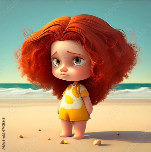 child on the beach illustration
