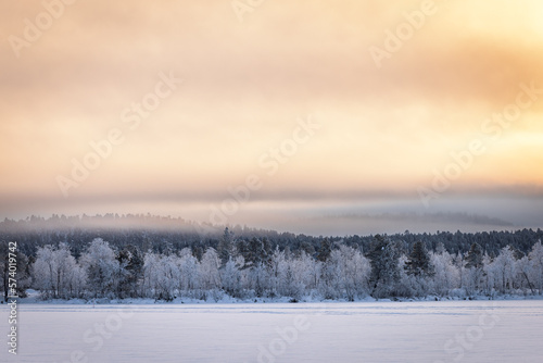 Snowy winter landscape at sunset, Lapland, Finland © sg-naturephoto.com 