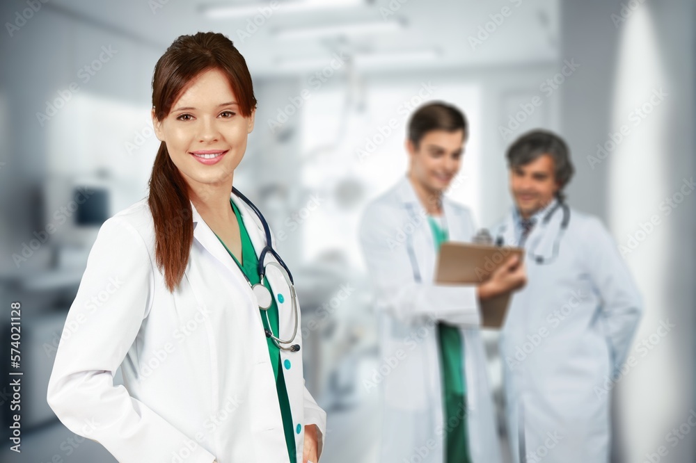 Portrait of young doctor or nurse at hospital Portrait of young doctor or nurse at hospital