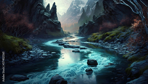 river flowing through a rocky landscape