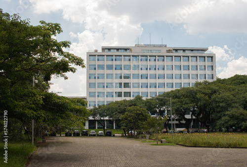 Front view of the University of São Paulo Rectorate building, university town in Sao Paulo, Brazil -  Prédio da Reitoria da Universidade de São Paulo (USP), Cidade Universitária (CUASO), Brazil photo