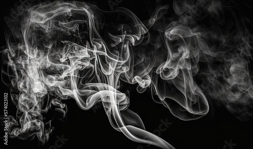  a black and white photo of smoke on a black background. generative ai