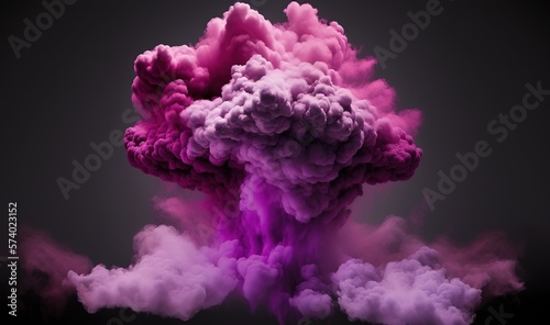  a pink and purple cloud of smoke on a black background. generative ai