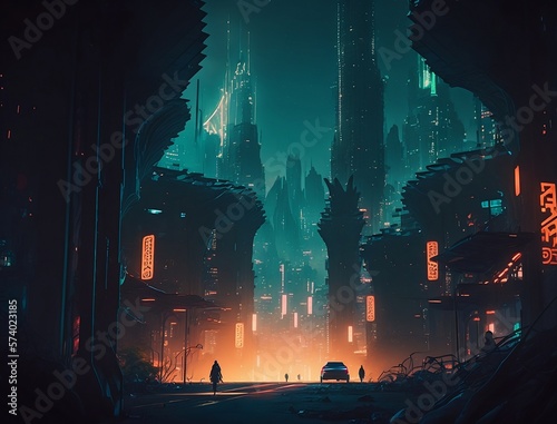 Altered Carbon City: Neon Colorful Noir Steampunk Realism