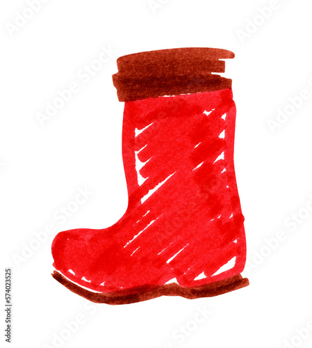 Felt pen childlike drawing of rubber boot