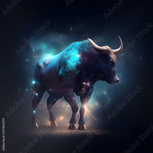 Star Taurus Horoscope Sign. Ai Generated Illustration. Outer Space Background. Lunar Zodiac.