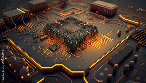illustration of computer microcircuit
