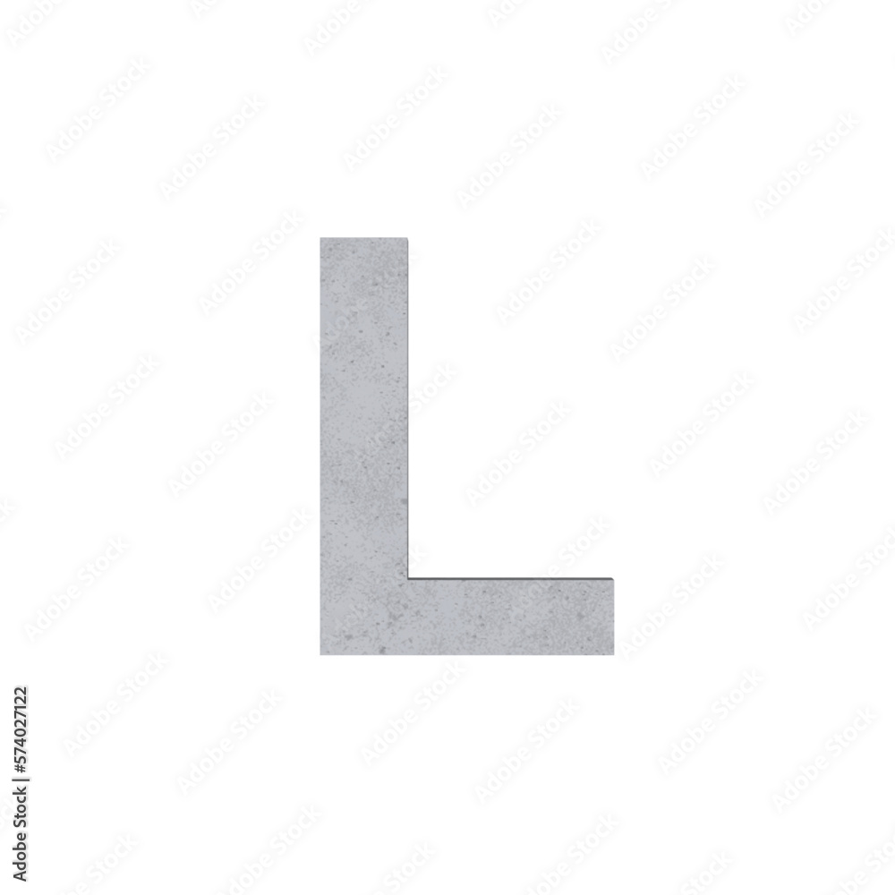 Obraz premium l alphabet letters cement concrete isolated. Alphabetical font. Grunge 3D, realistic vector illustration