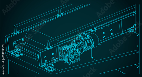 Inclination loading conveyor mechanism close-up