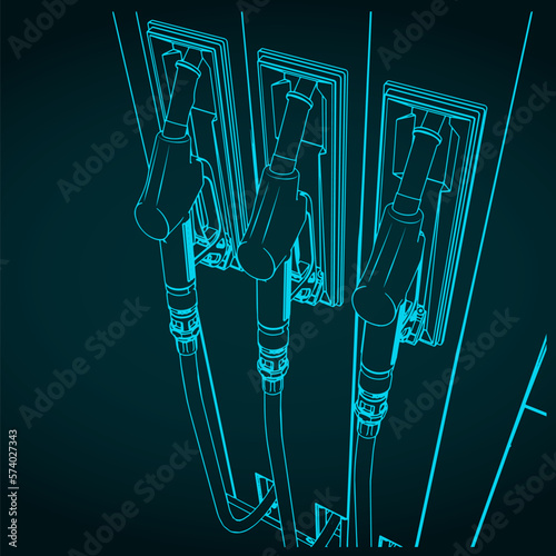 Gasoline pistols at a gas station illustration