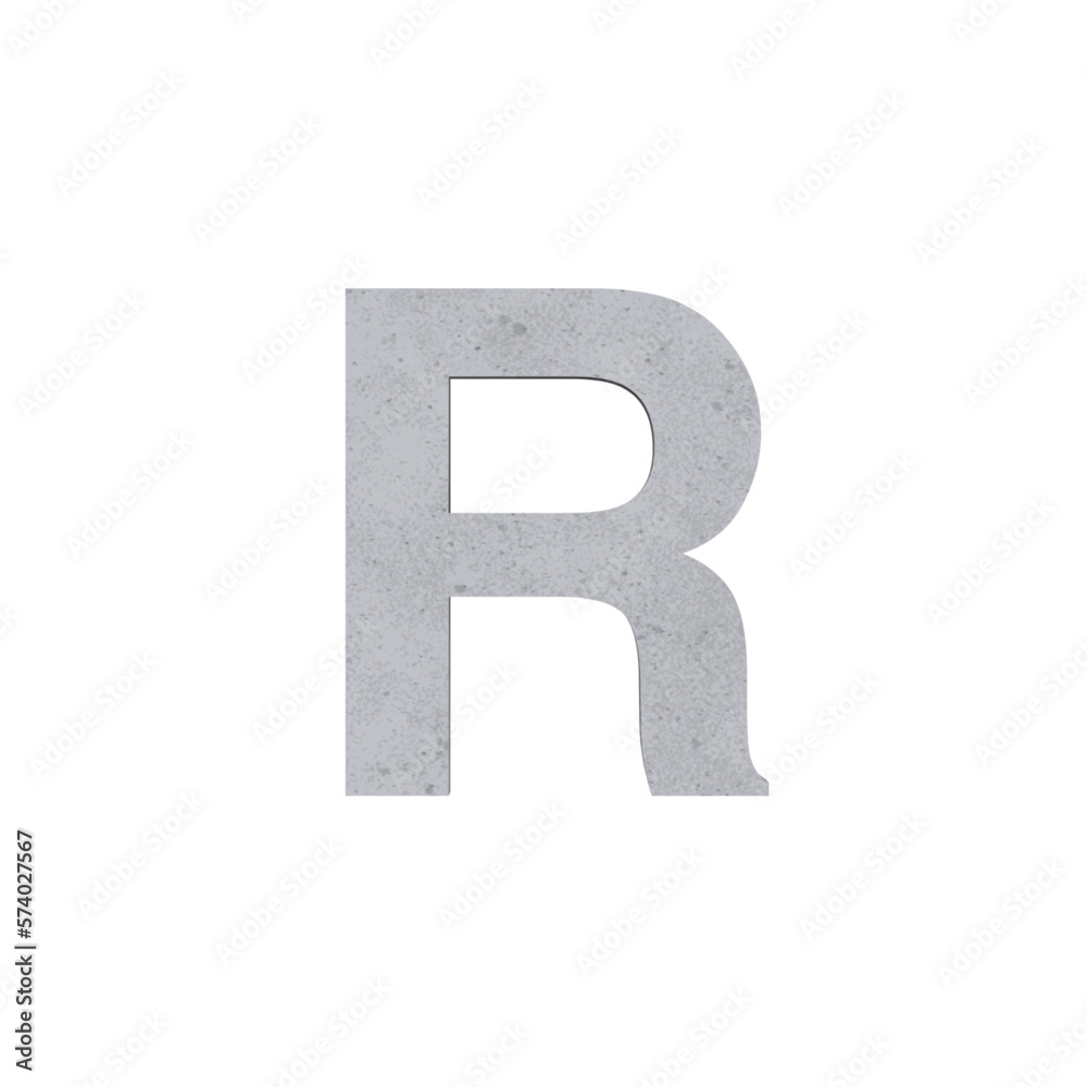 r alphabet letters cement concrete isolated. Alphabetical font. Grunge 3D, realistic vector illustration r alphabet letters cement concrete isolated. Alphabetical font. Grunge 3D, realistic vector illustration