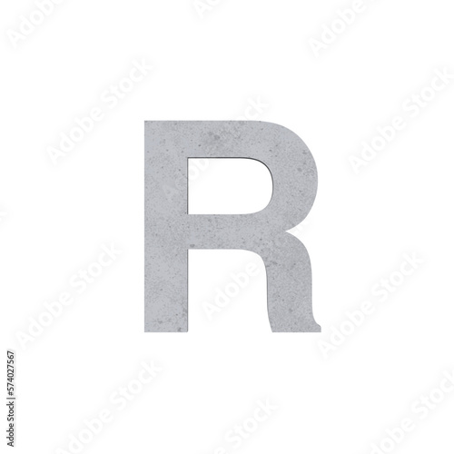 r alphabet letters cement concrete isolated. Alphabetical font. Grunge 3D, realistic vector illustration